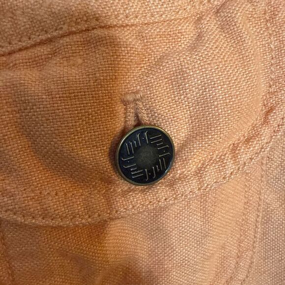 J Jill Womens Utility Jacket 100% Linen Peach Large‎ Button Front Coastal - Picture 5 of 10